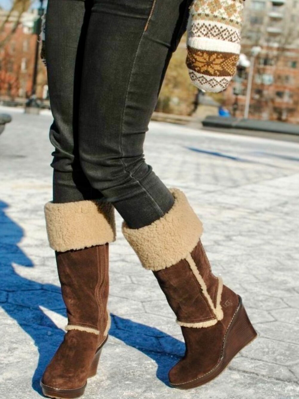 UGG Womens Suede & Leather Aubrie Tall Wedge Boots Size 8 - Picture 10 of 10